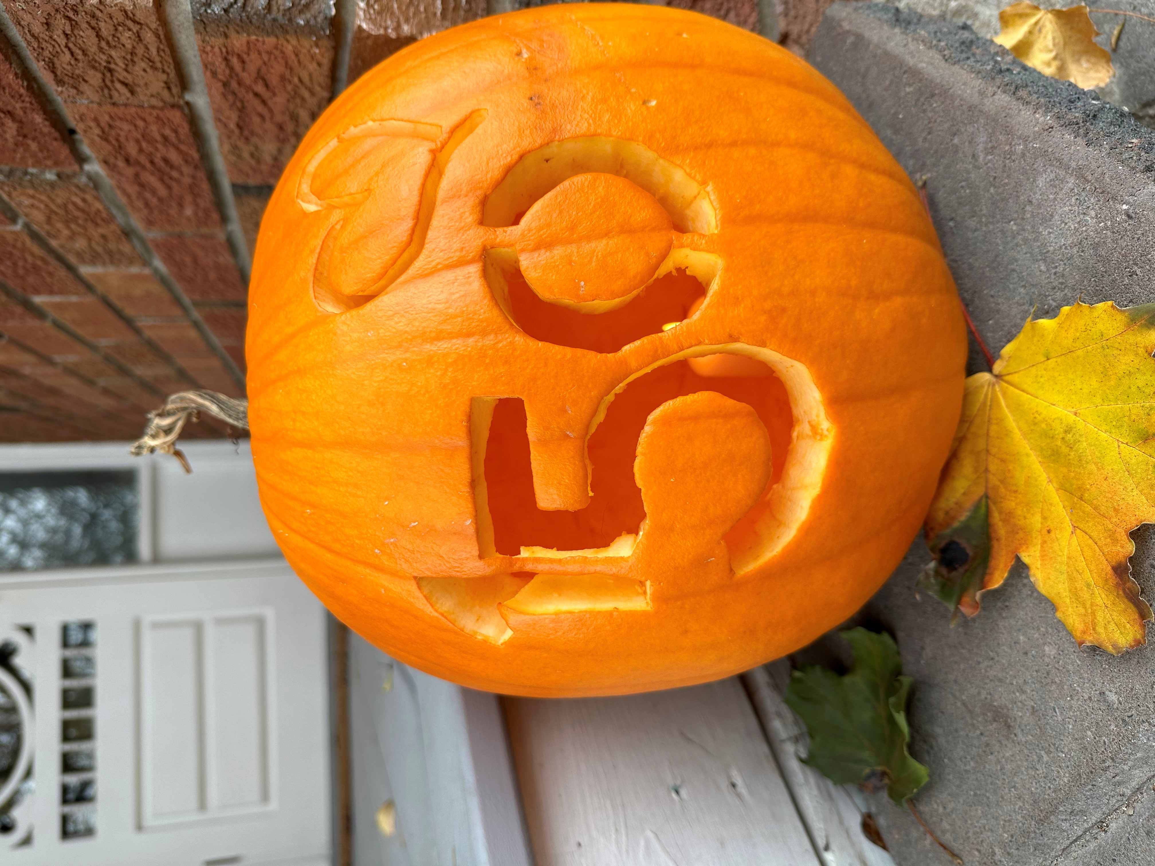 RH150 Anniversary logo carved into a pumpkin
